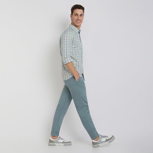 Image of Parx Men's Cotton Blend Checks Pattern Slim Fit Semi Cutaway Collar Full Sleeve Casual Shirt
