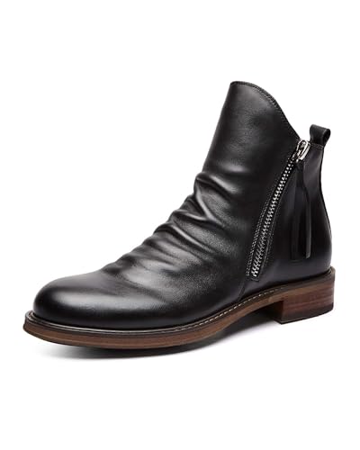 Tanner Shoes Men's Chelsea Boots Casual Leather Chukka Boots Side Zipper Slip-on Ankle Shoes Fashion Dress Booties