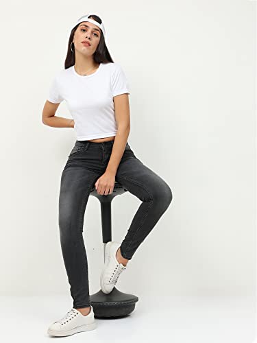Image of FLEXIMAA Women's Cotton Plain Round Neck Half Sleeve Crop Top