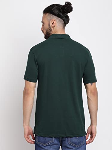 Image of Cantabil Men's Cotton Blend Solid Polo Neck T-Shirt (Regular Fit)