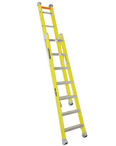 Louisville Ladder FXC1207 7' Fiberglass Combination Step to Straight Ladder, 375 Lb. Capacity, Type Iaa, Yellow