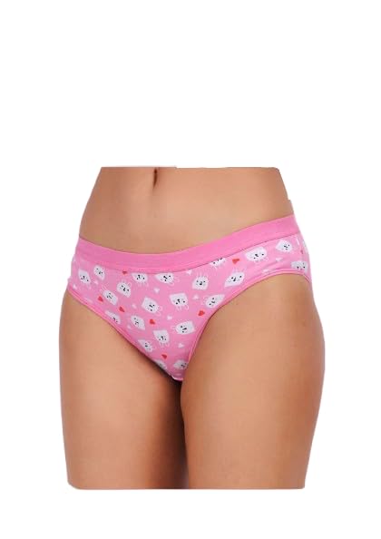 Women's Floral Print Bikini Underwear, Pink, Size Medium-picture-26