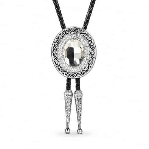 Image of Western Bolo Tie Cowboy Bolo Ties Rhinestone Necklace Bola Tie for Men Women