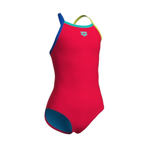 Image of Arena Girls' Feel Solid Light Drop Back Swimsuit Thin Straps Stretchy One Piece Kids Bathing Suit