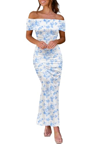 Wedding Guest Dresses for Women 2025 Floral Formal Cocktail Maxi Styles Off The Shoulder Stretch Sexy Bodycon Dress2
