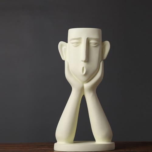 Vase en résine beige décoration maison bureau élégant - 7