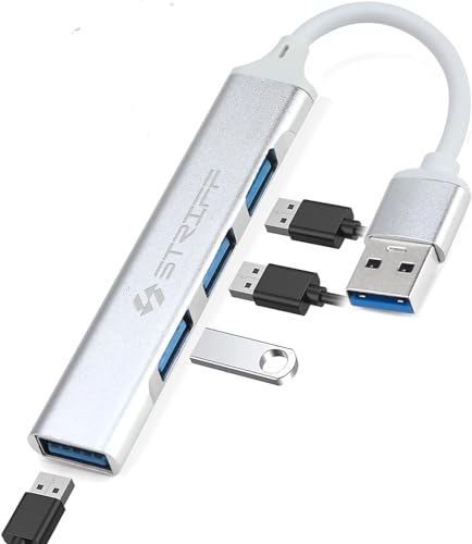 Image of STRIFF 4-in-1 Hub Multiport Adapter, USB Hub with Aluminium Shell, 1 x USB 3.0 & 3 x USB 2.0 for PC, MacBook, Mac mini, iMac, Tablet, and Mobile Phones