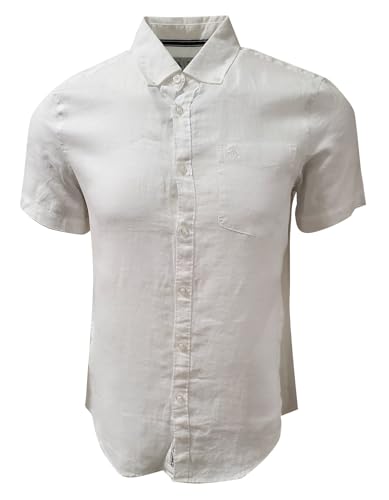 Original Penguin Men's 100% Linen Short Sleeve Button-Down Shirt, Bright White, XL