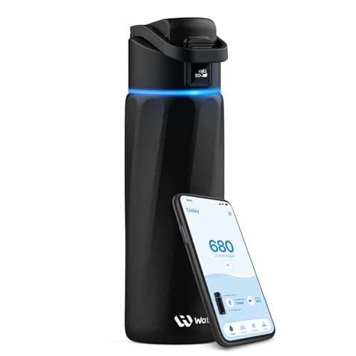 WATERH Boost Smart-Wasserflasche mit Erinnerung, Wasser zu trinken, 710 ml, BPA-freie Edelstahl-Vakuum-isolierte Wasserflasche, Weithals-Wasser-Tracker-Flasche mit App, ideal als Geschenk