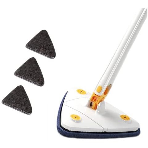 ANEWSIR 360° rotatable adjustable cleaning mop triangular mop,Household hardwood floor mop for walls ceilings windows,Reusable rotary mop triangular cleaning mop(White) Cover