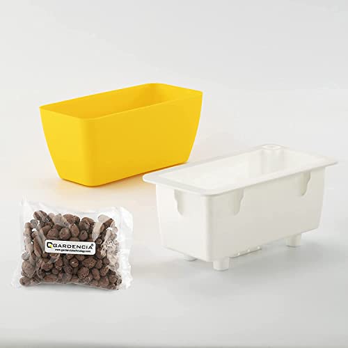 Image of GARDENCIA Self Watering Flower Pots for Outdoor Indoor Gardening /Rectangle Big Plant Pot with Polypropylene UV Material /Decorative Modern Gamla (Pack of 1, Recta Big Yellow)