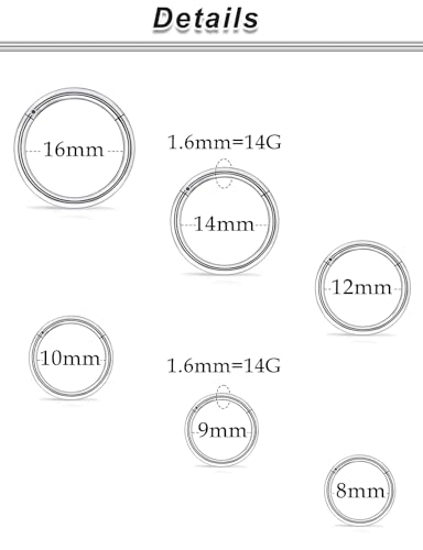 Ocptiy 6G 8G 12G 14G 16G Hinged Septum Rings Gauges Tunnels Plugs Earrings Stretching kit Surgical Steel Hinged Eyebrow Lip Belly Ring Cliker Helix Tragus Daith Rook Earrings Stretcher2
