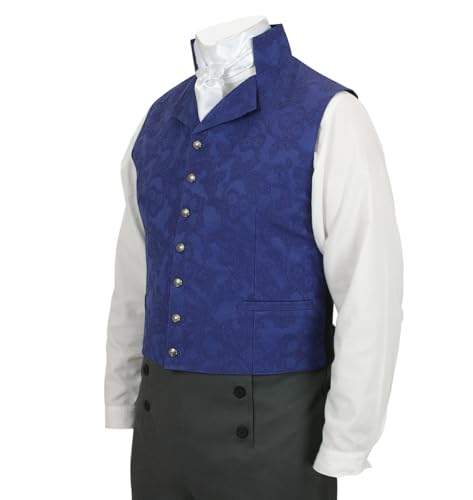 Historical Emporium Men's Regency High Collar Brocade Formal Suit Vest, Dress Fairfax Waistcoat3