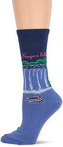 Hot Sox Women's Travel Series Novelty Crew, Niagara Falls (Dark Blue), Shoe Size: 4-10 (Sock Size: 9-11)