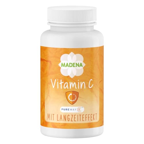 MADENA Vitamin C Kapseln – 2000mg Tagesdosierung mit dem patentierten PureWay-C für ein starkes Immunsystem, mit Langzeiteffekt, 120 Kapseln