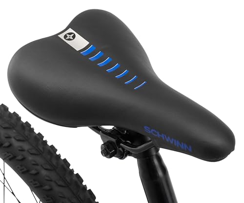 Image of Schwinn High Timber AL Mountain Bike for Youth Boys Girls, 20-Inch Wheels, 7-Speeds, Front Suspension, Aluminum Frame and Alloy Linear Pull Brakes, Blue