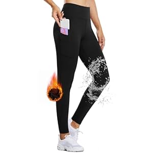 BALEAF Women’s Fleece Lined Leggings Water Resistant Thermal Winter Warm Tights High Waisted with Pockets Running Gear
