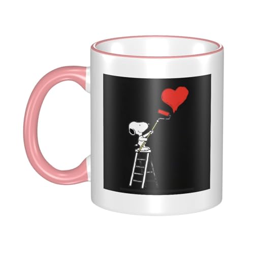 スヌーピー マグカップ 保温・保冷 電子レンジ対応 コーヒーカップ 陶器 セラミック 耐高温 軽量 個性人気 誕生日プレゼント大容量 Pink
