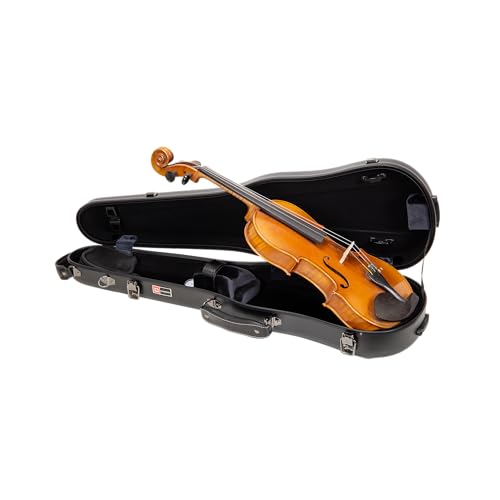 Crossrock Poly Carbon Shaped Violin Case for 4/4 Full-Size | Matte Black Finish, Hygrometer...
