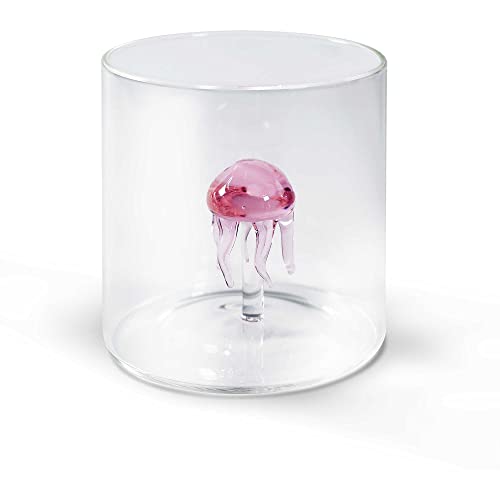 WD Lifestyle Bicchiere in vetro borosilicato. Capacità 250 ml. Decoro medusa.