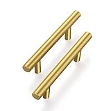 Haliwu 30 Pack/Gold Cabinet Pulls, Brushed Brass Handles Gold Dresser Drawer Pulls Stainless Steel Kitchen Hardware Gold 3 Inch Hole Center