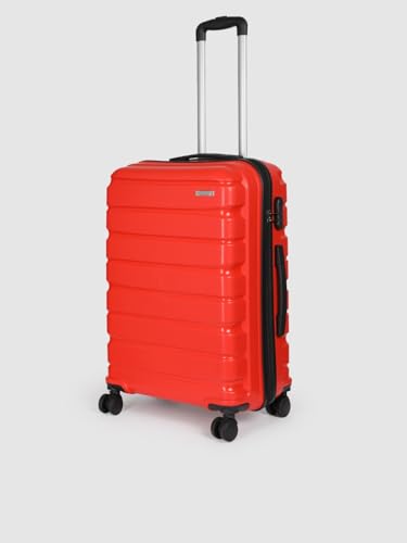 Image of Teakwood 65 CM Unisex Trolley Bag for Travel, Hard Cabin Trolley Large Travel Suitcase Bag, Lock System 360 Degree 8 Rotating Wheels (65 CM, RED)