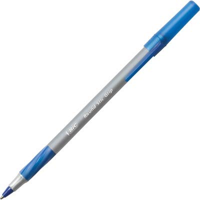 Image of BIC Round Stic Grip Xtra Comfort Ball Pen, Medium Point (1.2 mm), Blue, 36-Count