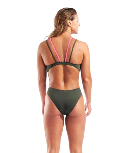Image of Arena Womens Solid Team Swimsuit Tech Back Multi MaxLife Open Back Bathing Suit Athletic Swimwear