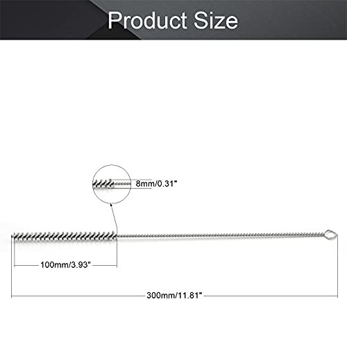 Image of Utoolmart Steel Wire Cleaning Brush, Spiral Power Tube Brush, Steel Wire Tube Brush Cleaning Tool, Tube Bottle Brush, 0.3-inch Diameter 12-inch Length, 2pcs
