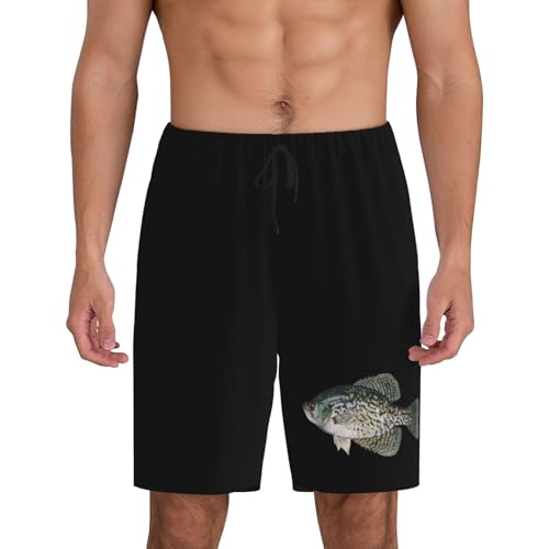 Crappie Fish Pajama Shorts for Men, Men's Pajama Bottoms, Sleepwear for Summer