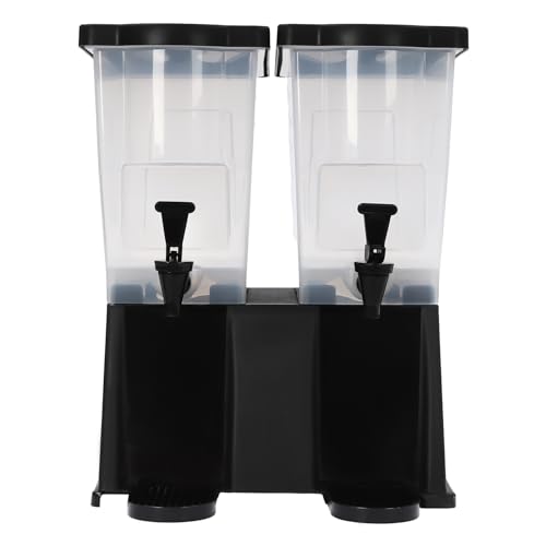 6 Gallon Beverage Dispenser, 22L Double Tank Juice Dispenser w/ 2-Faucets, Commercial Drink Dispenser, Detachable Plastic Tanks, for Party, Catering, Buffets, Restaurants, Black