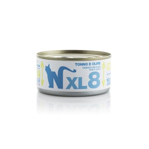 Natural Code Húmedo Gato Adult sabor atún y aceitunas, número XL08, alimento completo en SFILACCETTI para gatos adultos de todas las tallas, altamente digerible | 12 latas de 170 gramos cada una.