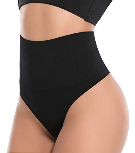 Miss Moly Women's Tummy Control Panty Slimmer Seamless High Waist Brief Shapewear Thong Shaper Waist Cincher Girdle Thong Underwear Black Xl #TOP12