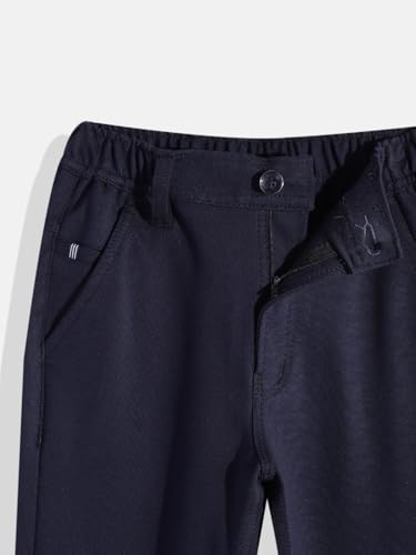 Image of CAVIO Boys Stretchable Solid Regular Fit Trousers with Belt