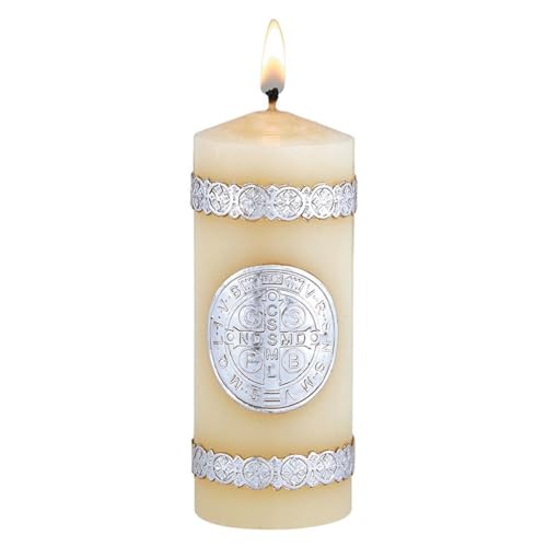 Trinity Church Supply Devotional Candle Saint Benedict 100% Paraffin Wax Long Hour Lasting Unscent Candle for Devotion Religious Prayer Candles, Pack of 2