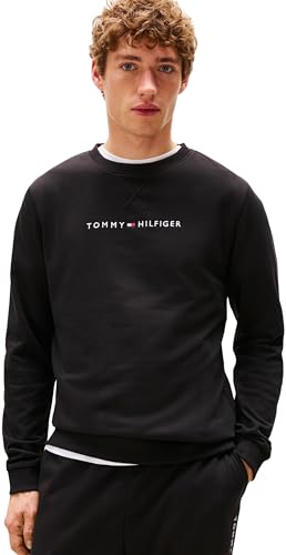 Tommy Hilfiger Uomo Felpa Track Top con Scollo Rotondo, Nero...