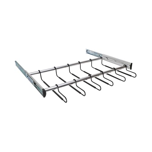 Brixwell QINF-003 12 Hanger Pants Rack Pull Out, Full Extension Slide Polished Chrome Finish