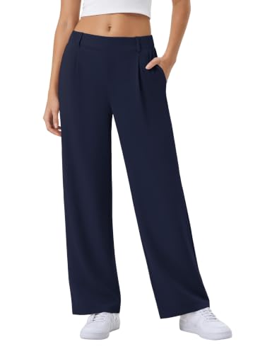 JEKAOYI Womens High Waist Stretchy Wide Leg Work Pants Business Casual Dress Slacks with Pockets Navy Blue - image 1