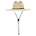 Produktbild NOVINS Strohhut mit breiter Krempe Damen Herren mit Kinnriemen Sommer Garten Strand Sonnenhut Band Krawatte UPF 50+ (Farbe: Beige, Größe: 56-58 cm)