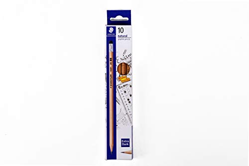 Image of STAEDTLER Exam pencils in natural wood barrel in pack of 10 nos. with ruler