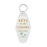 Keys to the Cabana, Beach Cabin Hut House Keychain, Retro Motel Hotel Key Tag Lable for Beach Lake House Vacation (White)