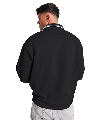 Image of Jump Cuts Mens Printed Polo Neck Full Sleeve Oversized Fit Cotton Blend Polo T-Shirt Large for Men