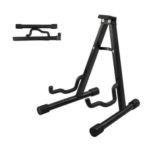 Image of JUAREZ JRZ-ST-GC1 Compact Foldable Guitar Stand, A-Frame Universal Floor Stand for Acoustic, Electric & Bass Guitars, Foam-Padded Arms, Non-Slip Rubber Feet, Portable Metal Guitar Holder