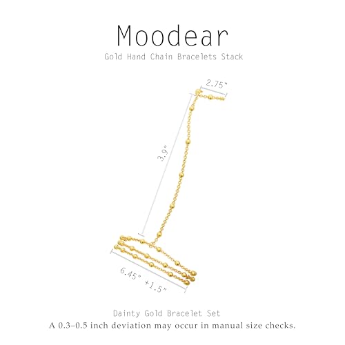 Image of Moodear Bracelet Set for Men, Sterling Silver Gold Plated Chain Bracelet Set