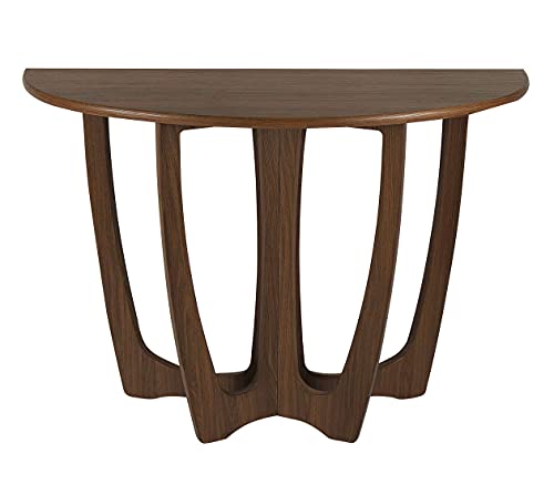 Finecasa Wooden Console Table, Half-Moon Entryway Table, Semicircle Narrow Side Table, Sofa Table For Living Room And Corridor, Foyer Table, Half Round Hallway Table, 43.4X17X30 Inches, Chestnut #TOP1