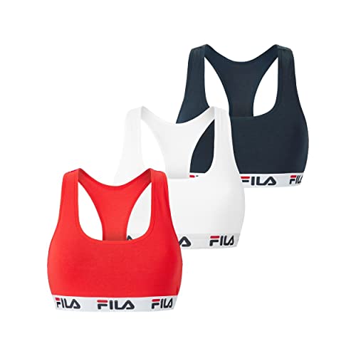 Fila Soutien-Gorge Sport, Brassière Femme, Fitness, Liberté de Mouvement (Lot de 3), Multicolore, Large