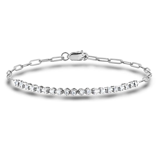 Image of Polar Light Signature Canadian Diamond Charm Bracelet in .925 Sterling Silver - Choice of Rolo or Paperclip Style Chain