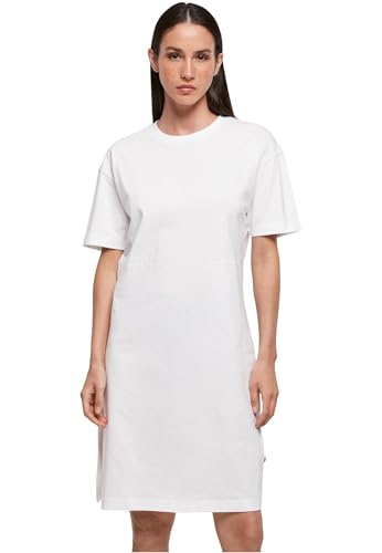 Build Your Brand Damen Kleid Ladies Organic Oversized Slit Tee Dress, Farbe White, Größe L