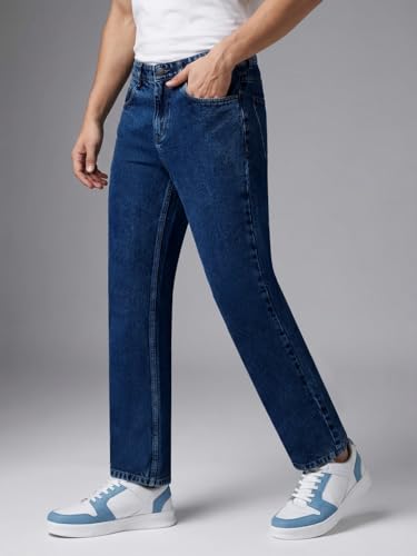 Image of Urbano Fashion Men's Relaxed Fit Washed Denim Jeans Non-Stretchable