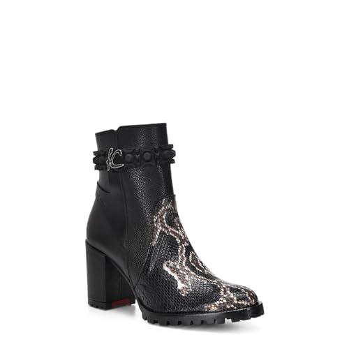 FRANCO CUADRA Women's Python and Leather Ankle Boots Black